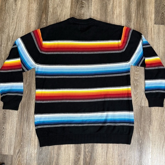 ENYCE Men's Crewneck Sweater Black w/ Colorful stripes sz2XL Streetwear 90s Y2K - Picture 6 of 6
